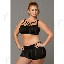 New women athletic sports seamless sports bra plus size 1X/2X black 30134X
