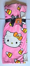 HELLO KITTY Halloween Candy Corn Plush Pink 60 x 70" Throw Blanket NWT