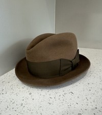 Vintage Brown Fedora Hat 1950  s Size 7 1/8 Royal Fashion Deluxe Foreman  Clark 