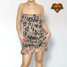 Women's Nude Mesh Tie Dye Print Ruched Leopard Print Bodycon Dress