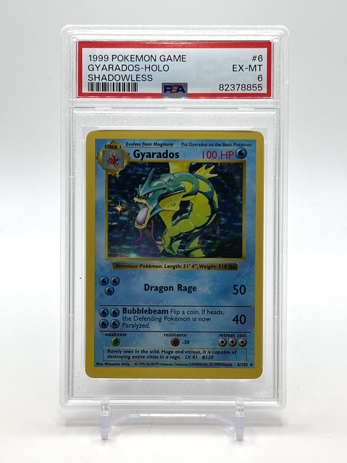 1999 Pokémon Gyarados Shadowless Rare Holo PSA 6 EX-MT