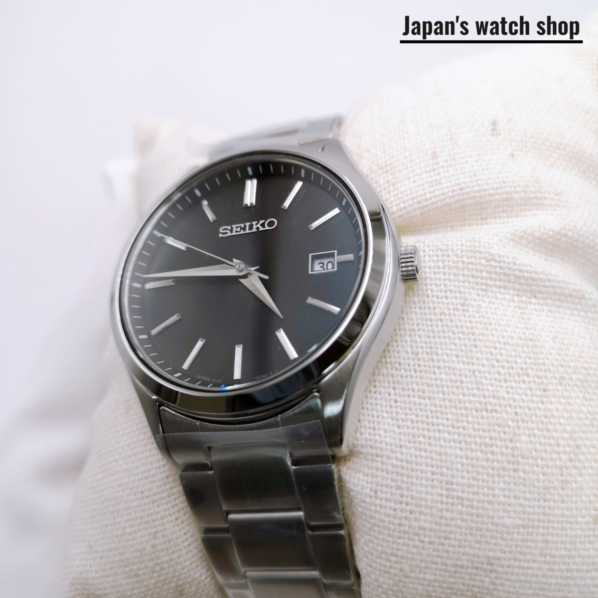 SEIKO Selection SBPX147 Black solar 3 hands calendar Men's Watch