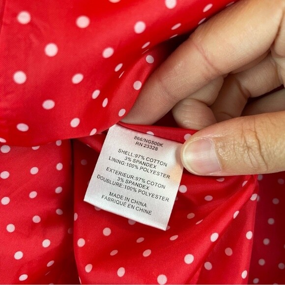 Pendleton Solid Red Polka Dot Lining Collared But… - image 9