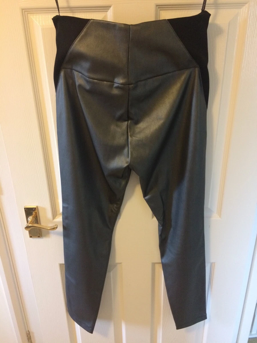 Karen Millen Metallic Grey Faux Leather Leggings UK16 eBay