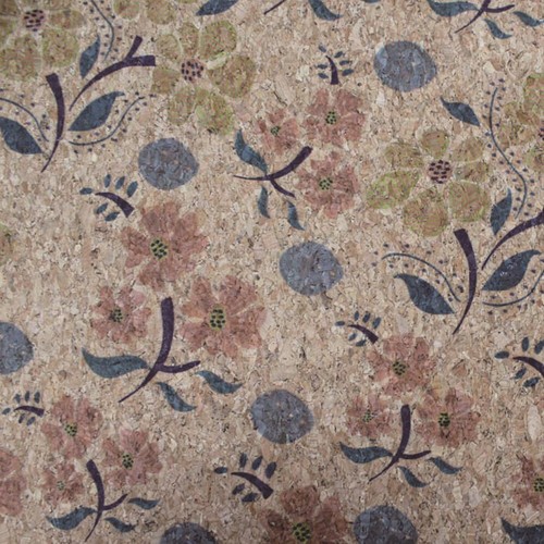 A4 Floral Printed Soft Cork Fabric Sheet Patchwork Sewing Handcraft DIY Material - Picture 4 of 15