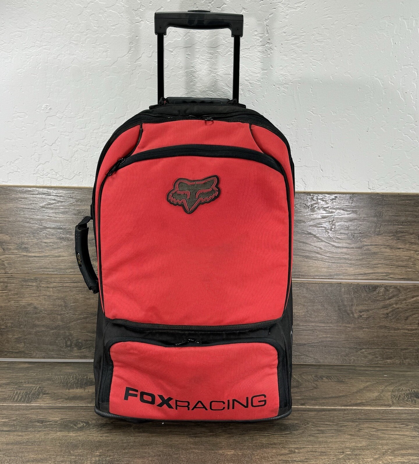Fox Racing Suitcase Red/Black Canvas Rolling Wheeled Travel 