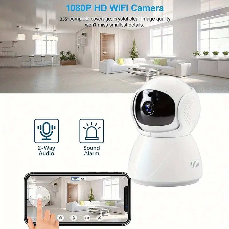 1080p HD Wifi Smart Security Camera Home Pet Baby Rotating Video Cam With App-image