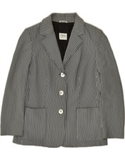 Gianfranco Ferre Womens 3 Button Blazer Jacket Uk 14 Large Grey Pinstripe Bb78