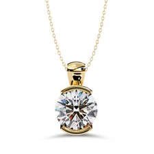 2.2 Ctw Lab Grown Diamond Bar Set Solitaire Pendant Necklace 14K Or 18K Gold