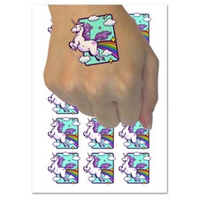 Magical Unicorn Pooping Rainbow and Stars Temporary Tattoo Water Resistant Set
