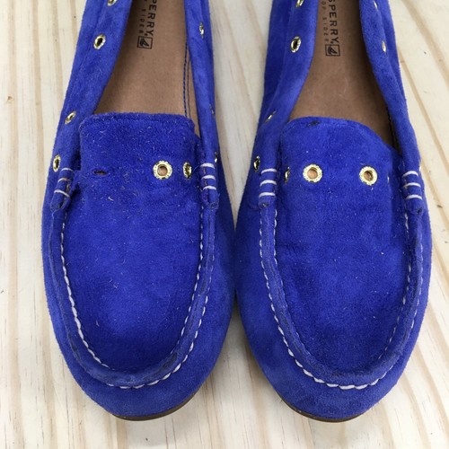 Sperry Shoes Womens 7 M Top Sider Slip On Moccasins Flats 9282252 Blue Suede - Picture 6 of 19