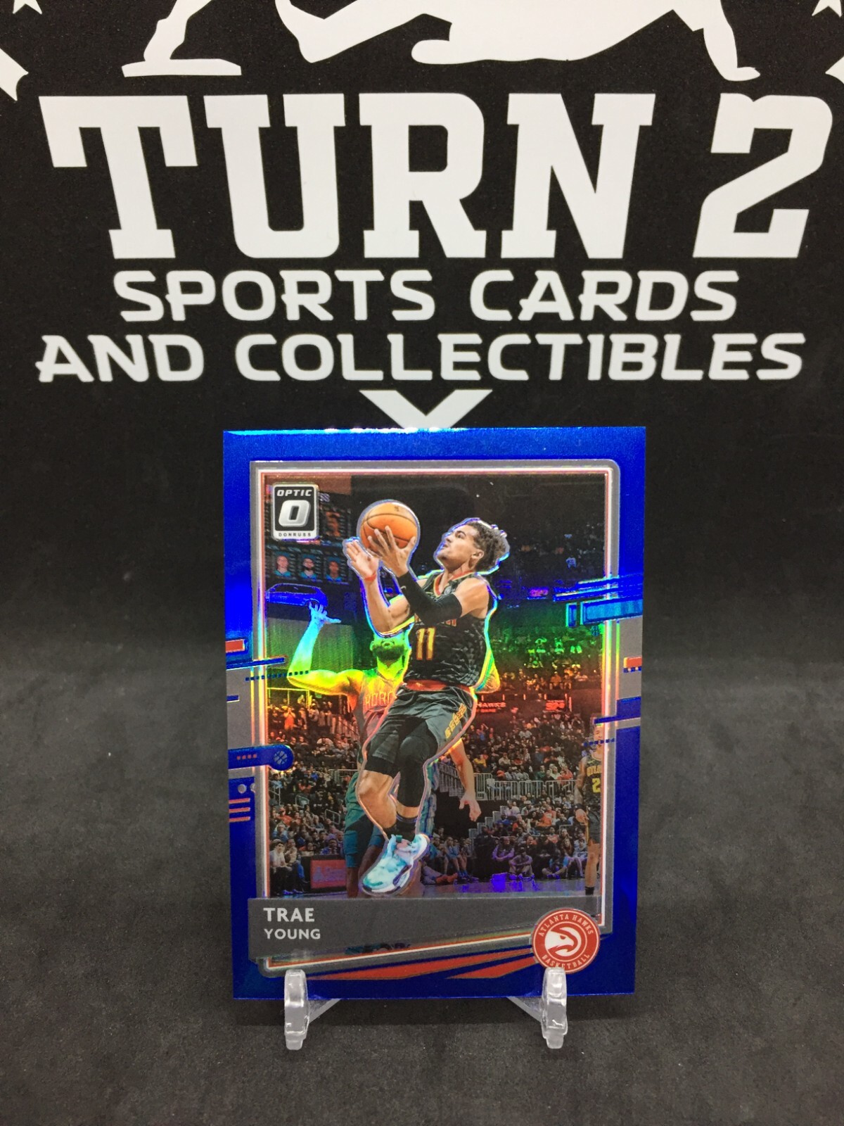 2020-21 Panini Donruss Optic Basketball TRAE YOUNG Blue Refractor Prizm #8/59