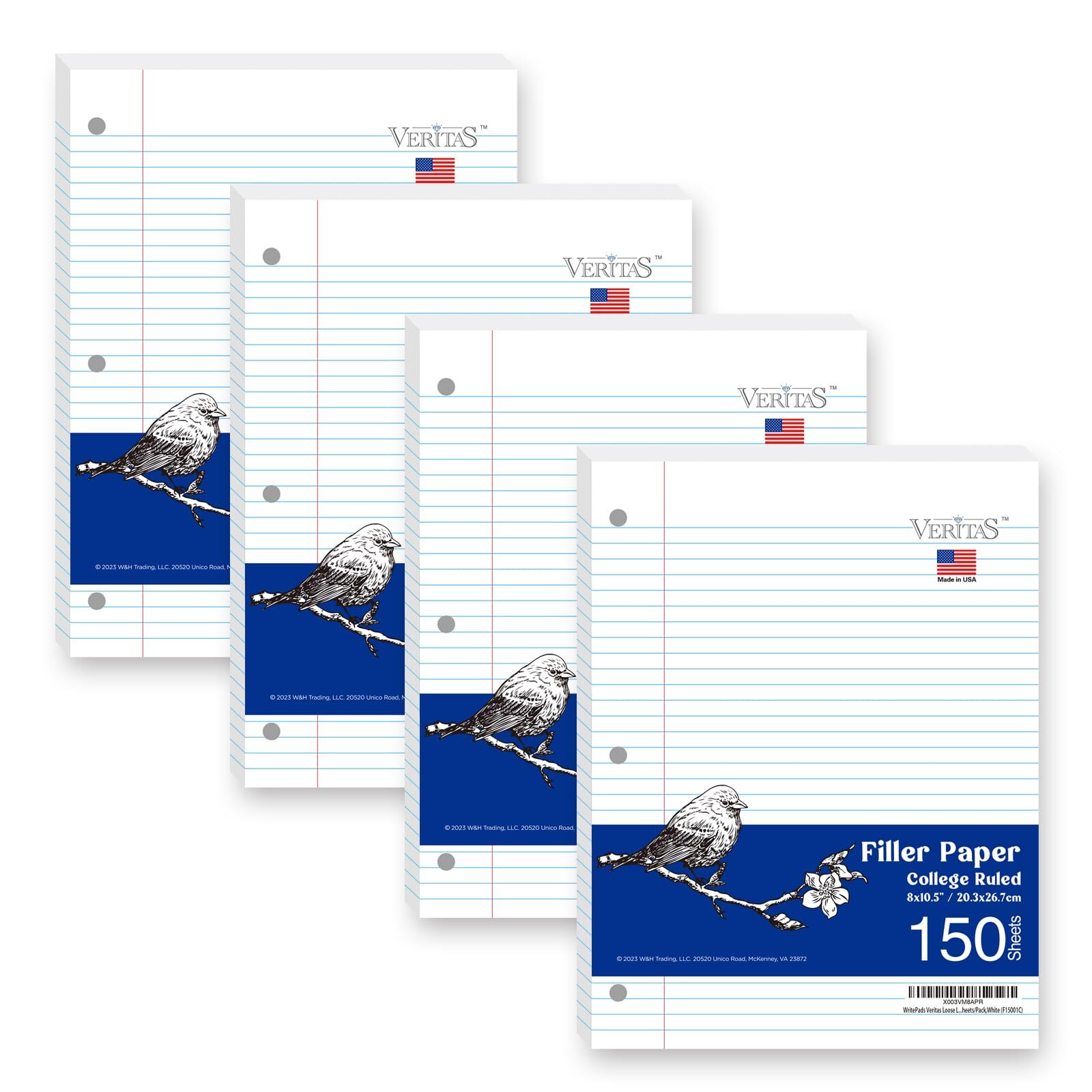 College Ruled Loose Leaf Notebook Paper 8x10.5 Filler Sheets-image