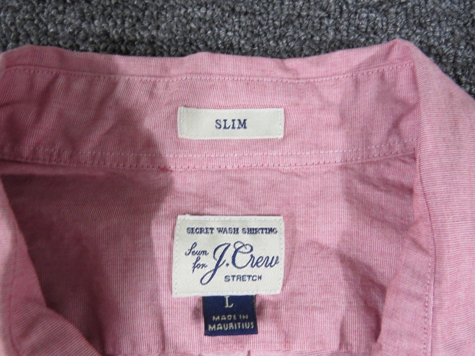 J Crew Shirt Mens Large Red Button Up Slim Fit Stretch Long Sleeve