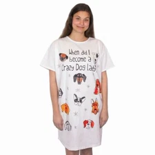 Dog Sleep Shirt - When Did I Become a Crazy Dog Lady Theme Sleep Shirt Pajamas