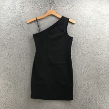 BCBGeneration Asymmetric Neck Mini Dress Womens M Black Sleeveless Pullover