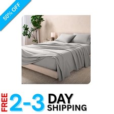 Luxurious 100 Cotton Flannel Sheet Set - Deep Pocket Queen, Light Grey