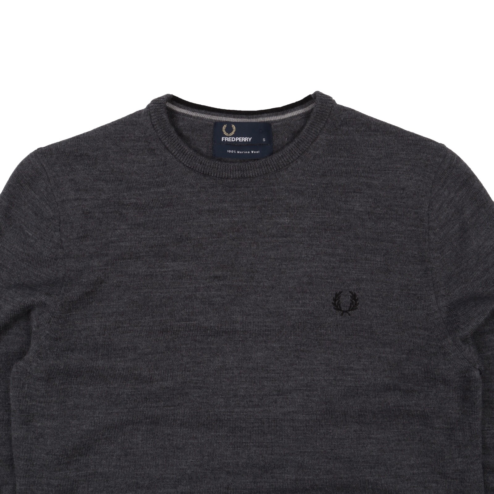Men's FRED PERRY Grey Wool Knit Crew 