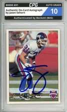 Authentic On-Card Autograph Signed by Jason Sehorn CPG Auto Grade 10