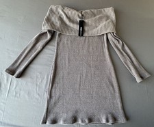 FASHION NOVA NWT Size 1X Ellie Sweater Mini Dress Grey off the shoulder Uptown