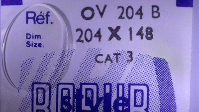 Glas Uhr Oval 20,4 x 14,8 mm Kat.3-B - Flach Dicke 1,25 mm Robur ''Style''