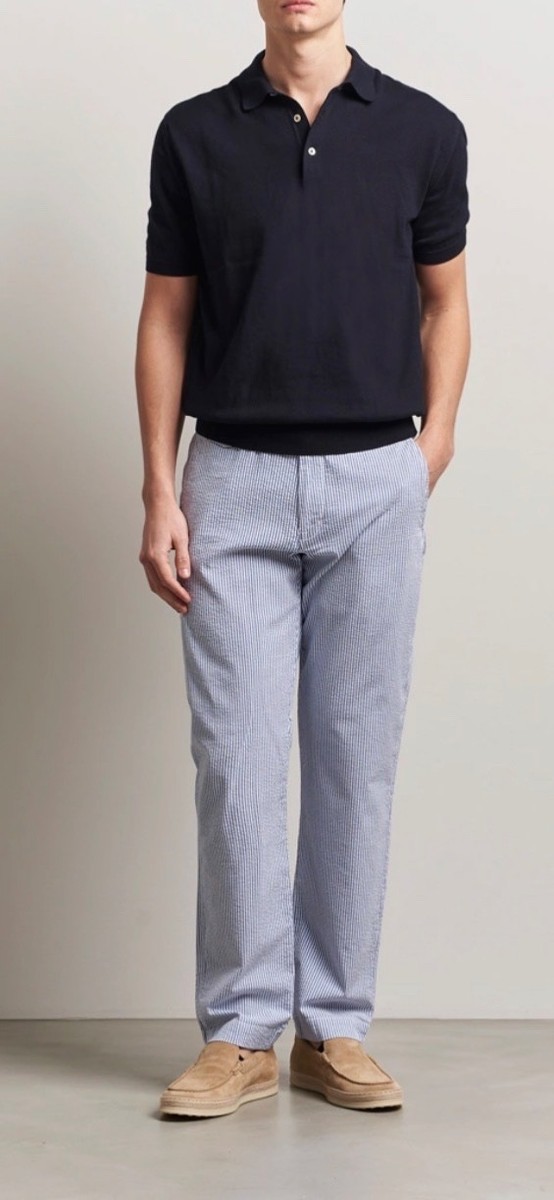Polo Ralph Lauren Blue White Seersucker BEDFORD STRAIGHT FIT Chino