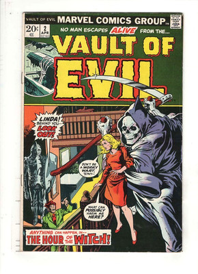VAULT OF EVIL #2 VF- , Gil Kane grim reaper cover, Marvel horror reprints, 1973