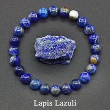 Lapis Lazuli Bead Bracelet Natural Gemstone Stretch Unisex Men Women Jewelry