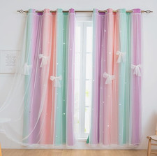 Curtains for Girls Bedroom Kids Curtain Hollow-Out Star Window Nursery