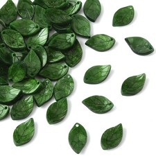 50pcs Dark Green Leaf Beads for Jewelry Making Acrylic Green Leaf Charms DIY