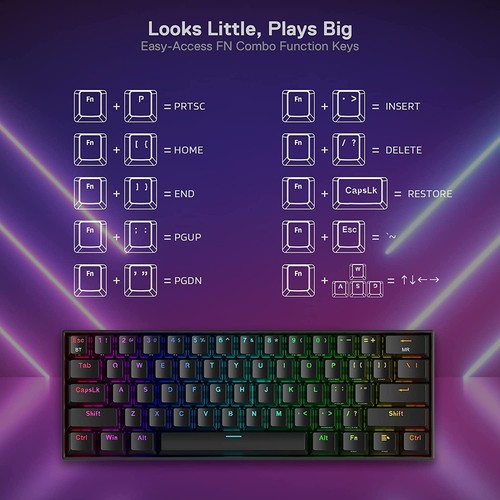 Redragon Wireless Mechanical Gaming Keyboard K530-Pro Draconic 60% 61 Keys TKL - Picture 4 of 10