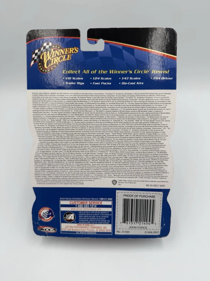 2003 Winner's Circle 1:64 John Force King of the Hill Castrol GTX Funny Car - Image 2 of 2