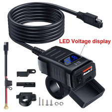 Motorcycle Charger SAE Dual USB Type C PD QC3.0 48W Waterproof    