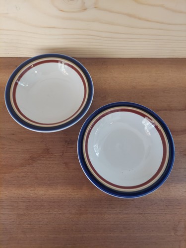 Vintage Imperial Mikasa Stoneware MW150 Imperial Blue 5.5" X 1" Bowls Set of 2 - Picture 1 of 4