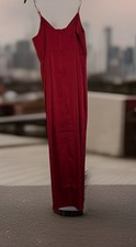 Express Women's Slip Dress Long Sleeveless Strappy V-Neck Solid Red Size 4