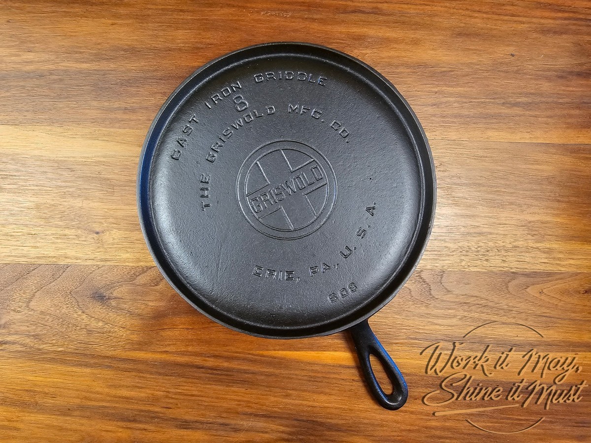 Griswold #8 Vintage Restored Cast Iron Griddle Large Block Logo