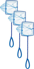 5-Inch Blue Fine Nylon Fish Aquarium Net with 10-Inch Handle 3 Pack