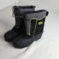 Totes Kids Chilly Snow Boots Unisex Youth Size 4M Black Gray Neon Green Winter