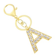 Golden Alloy Rhinestone Letters A Keychains Durable for Handbag Decor