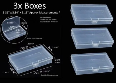 3PCS Plastic Storage Container Boxes Box Baseball Cards Pocket Fit 5'' Hinged Lid