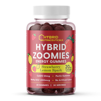 Hybrid Zoomies Energy Gummies 1000 mcg B12, 20 mg Caffeine and 50 mg of CoQ10