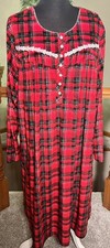 Secret Treasures Granny Long Sleeve Fleece Nightgown Lace Trim Plaid 3X/22W-24W