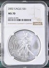 2002 Silver Eagle NGC MS 70 brown lebo