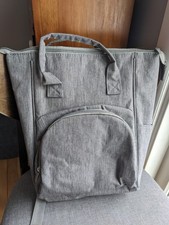 Enfamil Insulated Diaper Bag Backpack Gray w/ Cooler Compartment Baby Travel Bag