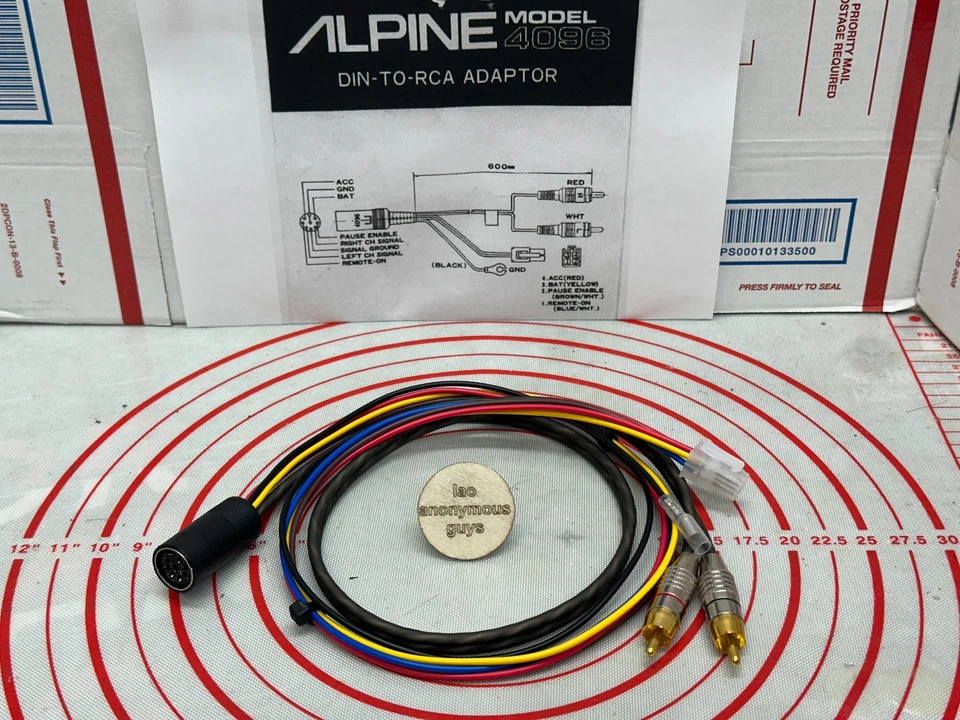 RCA to Female DIN Adapter + 4-pin Molex for ALPINE Vintage Old School # 4096 - Image 4 of 4