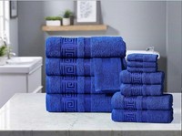 100% Egyptian Cotton Greek Key Embroidery Hand, Bath Towel & Bath Sheet