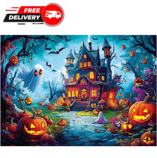 Halloween Jigsaw Puzzle 1000 Pieces for Adults - Haunted House Scene with Jack-o