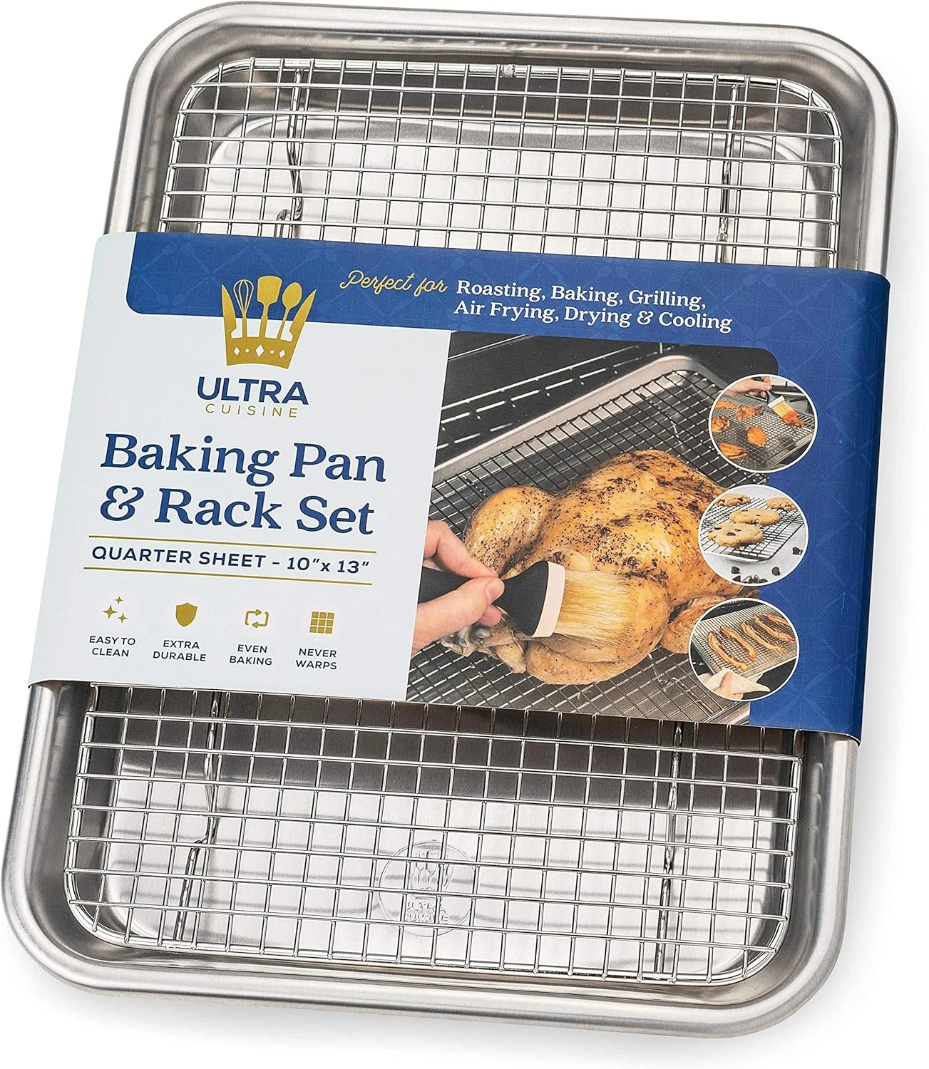 Ultra Cuisine Quarter Sheet Pan with Wire Rack Set - Includes Premium Aluminum B
Opens in a new wind