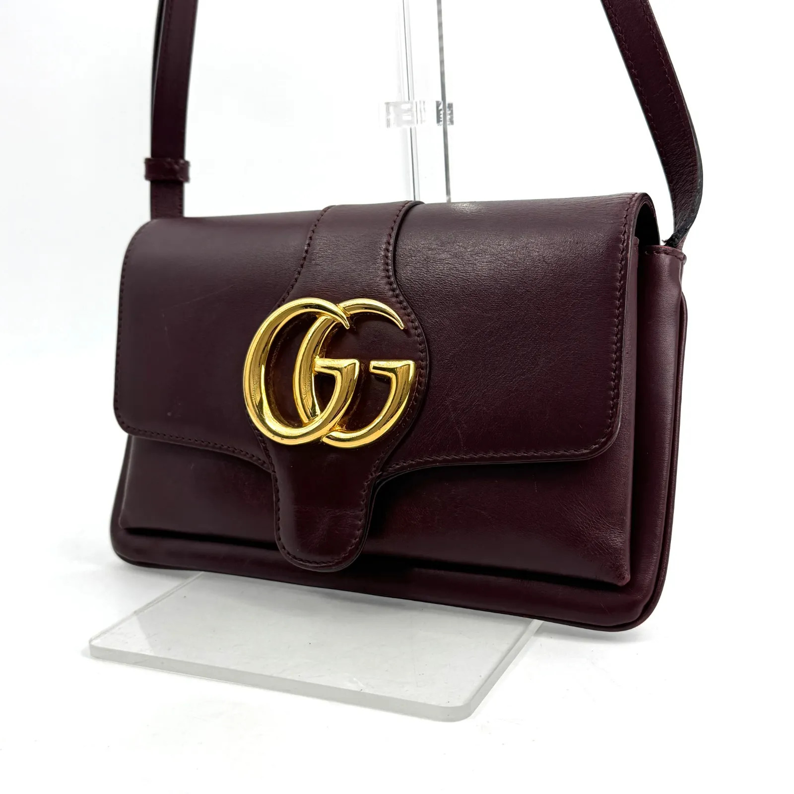 GUCCI Arli Shoulder Bag GG Marmont BurGundy Leather Crossbody Designer Handbags