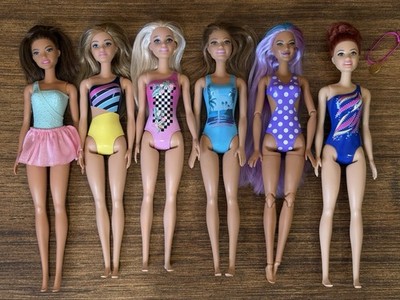 Barbie Doll Lot Swim Water Play Beach Dance Pop Reveal Purple Brunette Red Hair